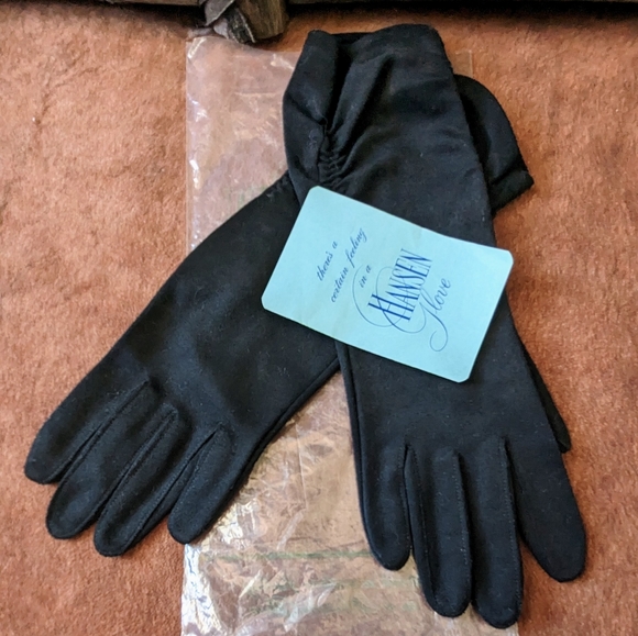1940's Hansen Black Long Nylasuede Art Deco Style Gloves - Picture 10 of 10